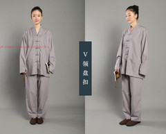 New Unisex Suits Buddhist Monk Religion Clothing Sets Lay Shirt+Pant Uniforms
