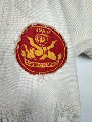 Vintage Lion Brand Japanese Karate Gi Top Jacket Martial Arts Uniform W/ Patches