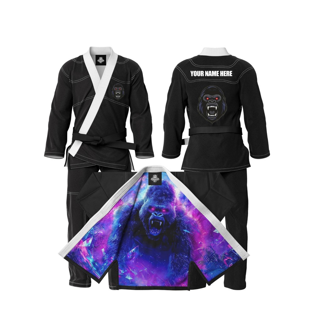 Custom Made Black Brazilian Jiu Jitsu Gi | Personalized Back Name Design | Inner