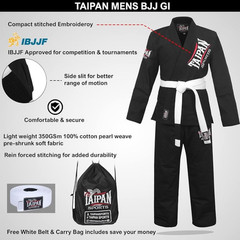 Taipan BJJ Gi for Men Ultra Lightweight Preshrunk Brazilian Jiu Jitsu + Belt