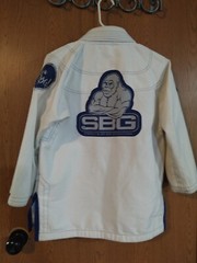 SBG Gi Youth Child White Blue Straight Blast Gym Jiujitsu Gym Complete Set C1 C2