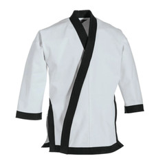 Traditional Tang Soo Do Jacket White With Black Cuff – 10 Oz Cotton Canvas