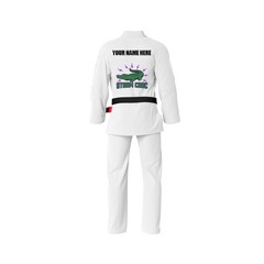 Custom White BJJ Gi Green Dragon Inner Lining | Premium Pearl Weave Jiu Jitsu