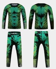 Kids Brazilian Jiu-Jitsu BJJ MMA Rashguard Shorts Set Anime Fighter DBZ