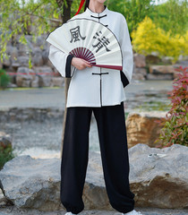 Unisex Tai Chi Kung Fu Suit Set Line Blend Morning Exercise martial arts Uniform