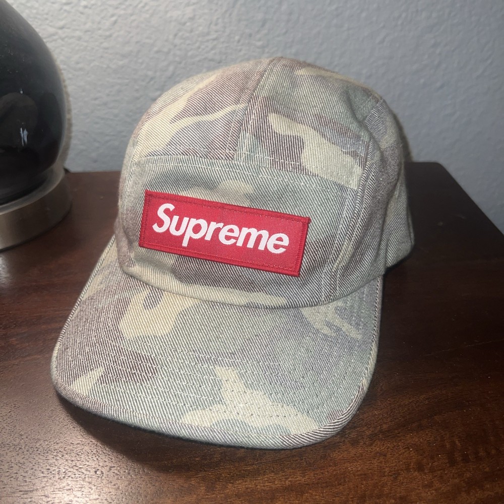 SUPREME Washed Out Twill Camo Camp Cap SS19