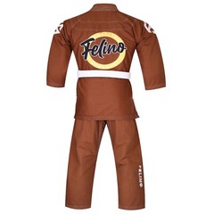 Felino Brown Adult Premium BJJ Gi Uniform Pearl Weave Brazilian Jiu Jitsu Kimono