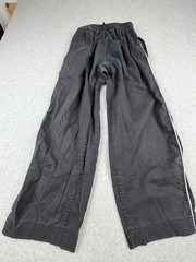 Martial Arts Training Pants Unisex Small Black White Elastic Drawstring Side