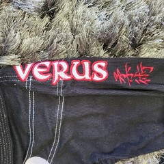 Verus Brazilian Jiu Jitsu Gi Men’s Size A00 Black Cotton Long Sleee Embroidered