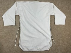 Taekwondo Uniform Mens Size 48 Relaxed Fit V-Neck Side Slit Drawstring White
