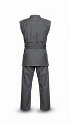 Sleeveless Grey Karate Gi Martial Arts Uniform Lightweight Training Suit & Belt