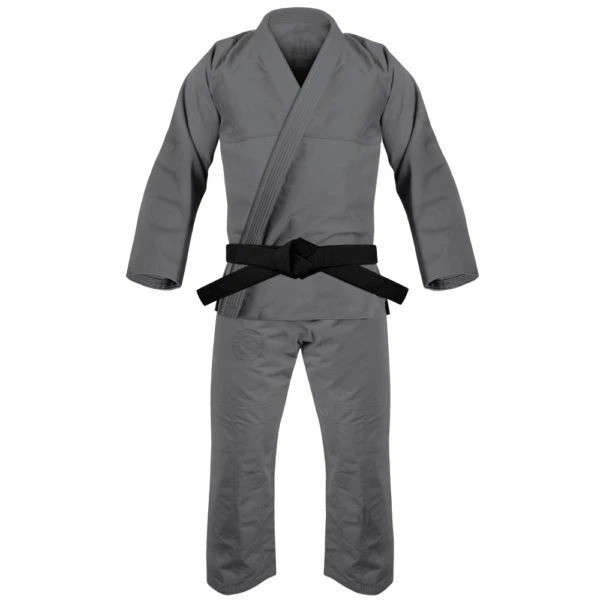 Premium Grey Karate Gi Martial Arts Uniform with Black Belt – Professional suit.