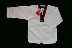 KANKU new Taekwondo Uniform 7.5Oz Adult and Kids WTF, White, black, poom