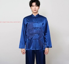 Tang Suit Men Hanfu Chinese Traditional Kung Fu Tai Chi Uniform Shirt and Pants
