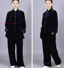 Fall Winter Unisex Tai chi Uniforms Warm Korean velvet Kung fu Martial arts Suit