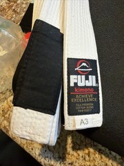 Fuji A3 White Belt Kimono Jiu Jitsu Cotton RN# 83977*