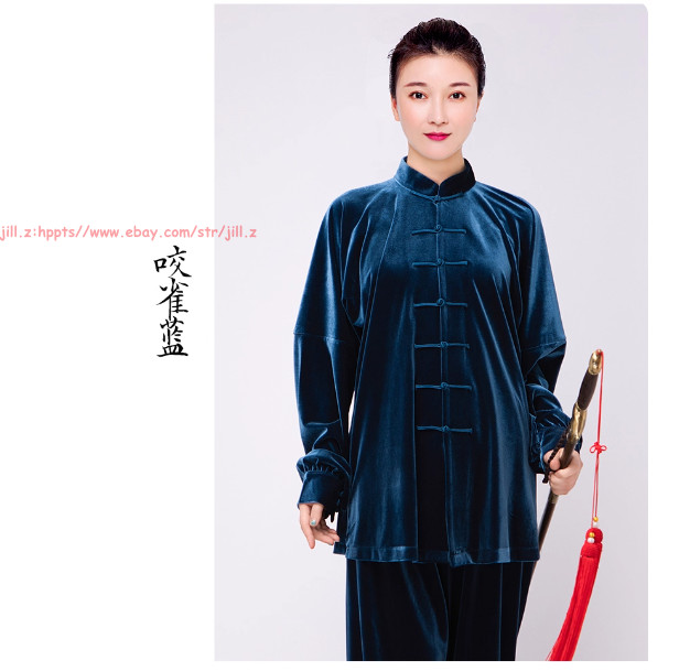 Fall Winter Unisex Tai chi Uniforms Korean velvet Kung fu Martial arts Suit Warm