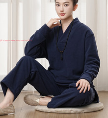 Fall Winter Unisex Meditation Monk Thicken uniform Warm Lay Zen flannel Outfits