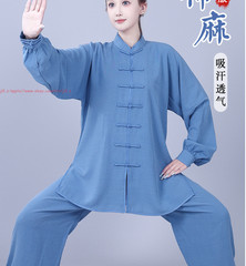 Unisex Tai Chi Kung Fu Suit Linen Cotton Morning Exercise martial arts Uniforms