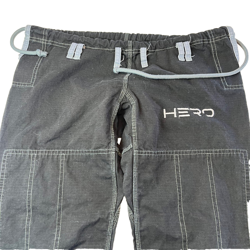 Black Ripstop Gi PANTS ONLY BJJ MMA JUDO size A1 L HERO Pitbull Dog