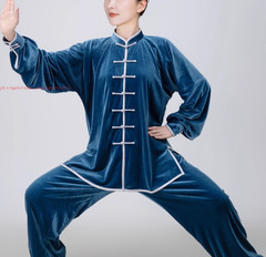 Fall Winter Unisex Tai chi Uniforms Korean velvet Kung fu Martial arts Suit Warm