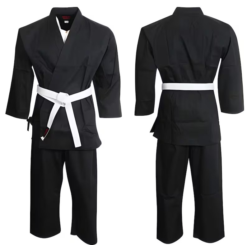 Custom Adult/Kids 100% Cotton 8oz Black Karate Uniform | All Sizes | Free White
