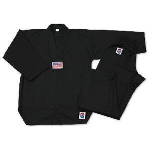ProForce Gladiator 7 oz. Tae Kwon Do Uniform TKD Gi V-Neck Medium Weight Black