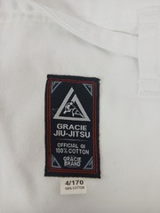 Gracie Brand Jiu Jitsu Official Gi Set White Sz 4/170 A2 BJJ Jacket Pants Belt