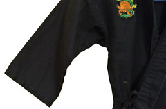 Century Martial Art Jacket Size 00 Child 4 Black Ties Embroidered Tiger & Dragon