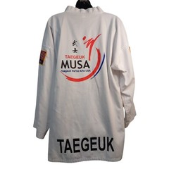 Taegeuk MUSA Martial Arts USA Taekwondo Unisex White Shirt Size 5/190