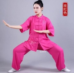 Summer Women Cotton Tai Chi Uniform Kung Fu Suit Martial Arts Wing Chun Clothes