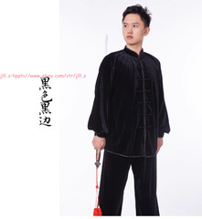 Fall Winter Unisex Tai chi Uniforms Korean velvet Kung fu Martial arts Suit Warm