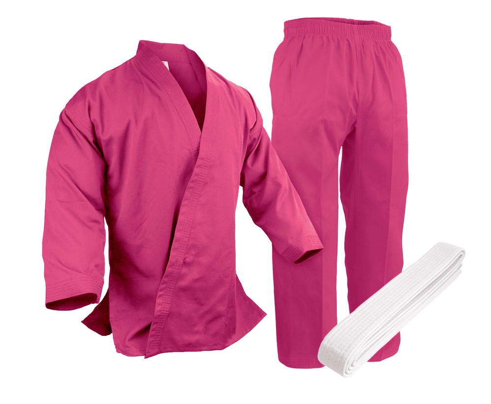 New Martial Arts Karate 7.5 oz Pink Karate Taekwondo Uniform Gi Premium Fabric