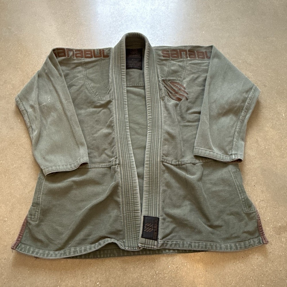 SANABUL Adult Size A1 Jiu Jitsu BJJ Gi Jacket Pants Green Cotton Martial Arts