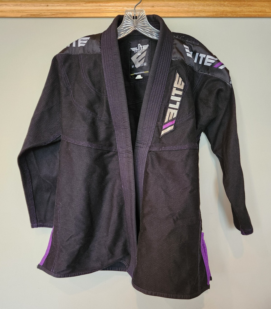 Elite Sports Jiu Jitsu Gi Top Size A1 Adults Black Long Sleeve Cotton No Belt