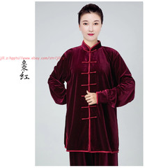 Fall Winter Unisex Tai chi Uniforms Korean velvet Kung fu Martial arts Suit Warm