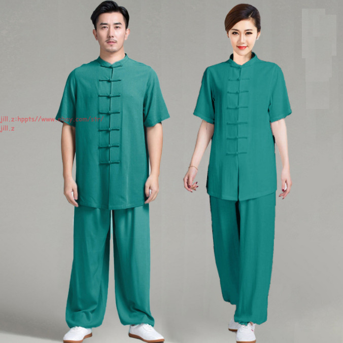Unisex Cotton Blend Tai Chi Suit Morning Exercise Uniform Kung Fu Clothing Suit