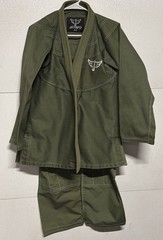 Jayefo Brazilian JiuJitsu Gi Size A-1 Olive Green Used Top & Bottom Set Training