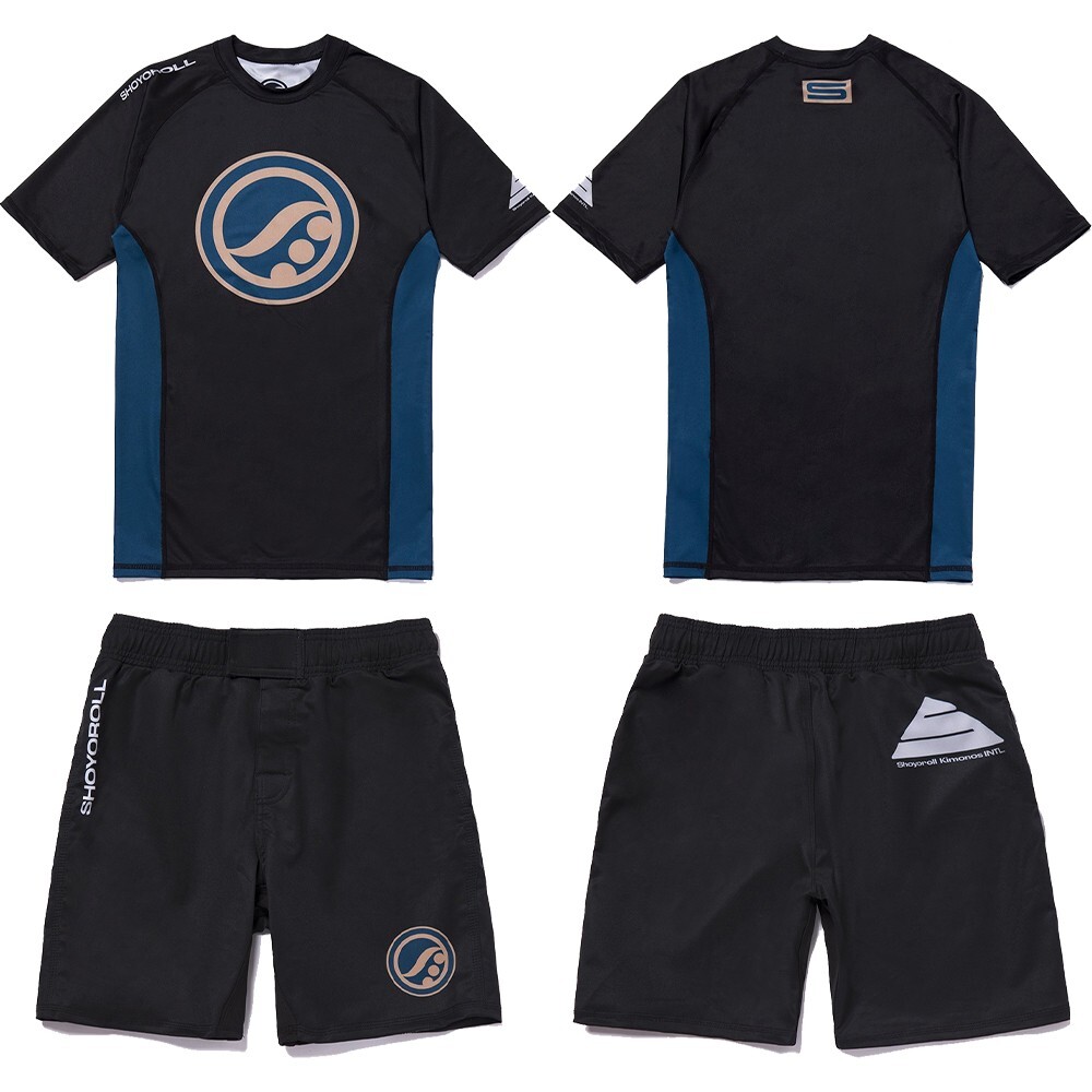 Shoyoroll Oxford Competitor Rash Guard SS & Training Fitted Shorts Jiu Jitsu Set