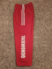 Adidas Track Pants Taekwondo Martial Arts Training Red Wide Leg Size 180 (26-34)