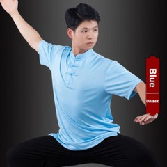 Silk Chinese Kung Fu Tai Chi Uniform T-Shirt Pants Outfit Martial Art Wushu Suit