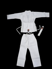 KI Martial Arts Uniform Set Karate Taekwondo Jacket Pant Belt White Sz 000 Child