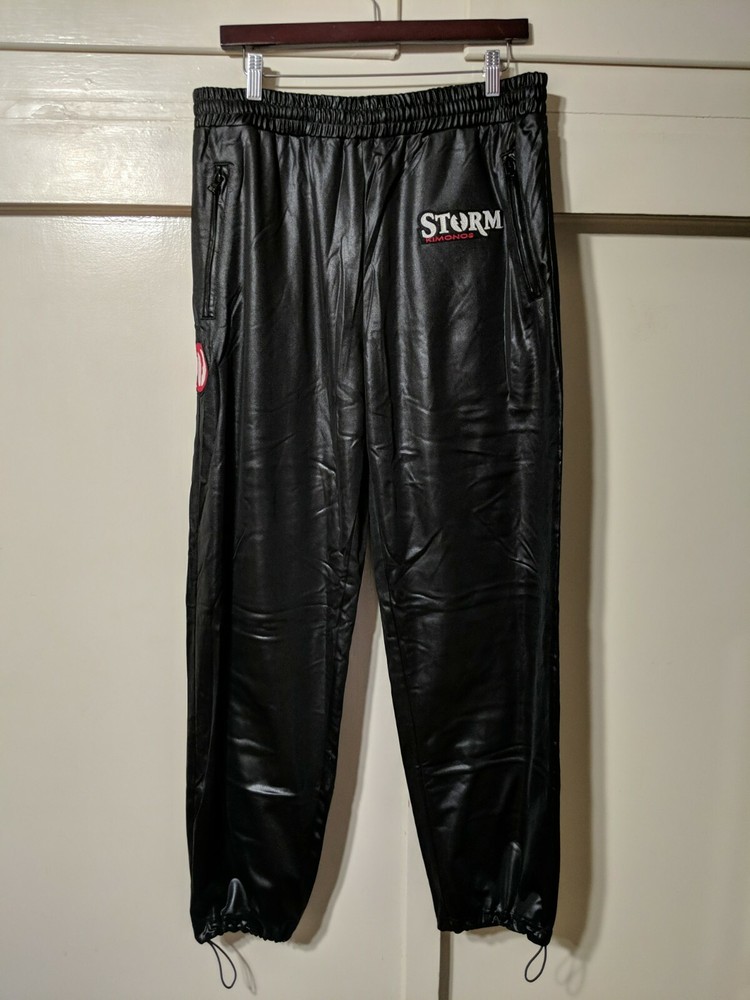 Storm Kimonos Black Polyester BJJ Jiu Jitsu Athletic Pants Mens Large L