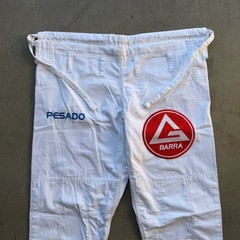 Gracie Barra Jiu Jitsu Gi Mens A1 White Kimono Pesado Set BJJ Top Pants BJJ