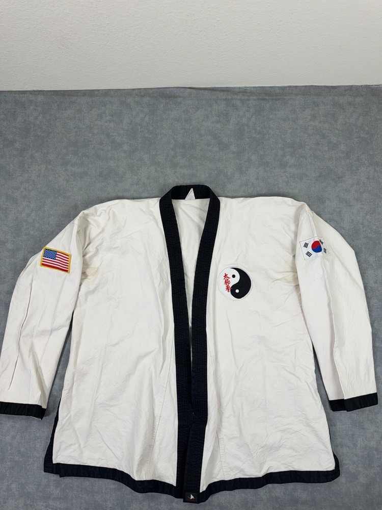 CENTURY Tai Chi Jacket Kimono Top XL White Mens Martial Arts Yin Yang Patch USA