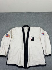 CENTURY Tai Chi Jacket Kimono Top XL White Mens Martial Arts Yin Yang Patch USA