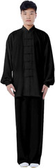Cotton Blend Long Sleeves Tai Chi Suit Morning Exercise Uniform Kung Fu Clothing