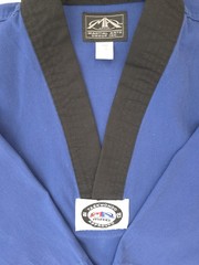 Rhingo Blue Taekwondo Uniform Top Only Youth Size 0 Black Collar MAG