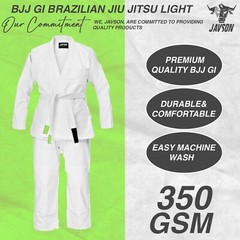 BJJ Gi Brazilian Jiu Jitsu light 350 gsm Grappling Judo Kimono Uniform by Javson