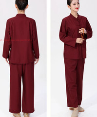 Women Men’s Shaolin Buddhist Monk Meditation Kung Fu Uniform Tai Chi cotton Suit